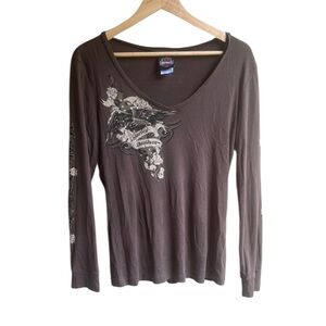 Biker Chic Y2K Grunge Long Sleeve Smoky Mountains Tee